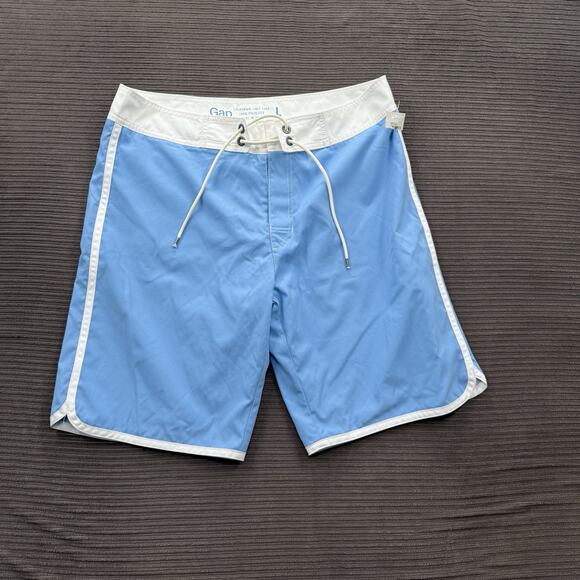 Gap Board Shorts Men Large Blue White Polyester Drawstring Beach Swim Weekend - Picture 1 of 8